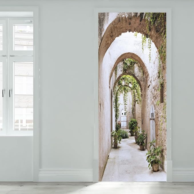 artfanke 3D Peel and Stick Door Sticker 30.3"x78.7", Arched Pathway Door Murals Wallpaper,Self-Adhesive Wall Decal for Bedroom Decor (2 Sheets/Set) - Image 2
