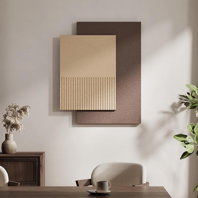 Large Brown 3D Textured Wall Art, Minimalist Neutral Artworks for Walls | Sandstone Textured Paintings, Minimalist Scuplture Design, Dark Brown Tones, Living Room Bedroom Dining Room Office Decor - Image 4