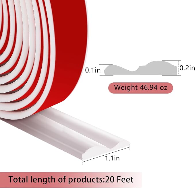 moonoom 20 Ft x 1.6''Wall Decoration Molding Trim,Self-Adhesive 3D Chair Rail Panel Molding, Flexible DIY Wall Trim for Walls Mirror Window Frame and Home Decoration - Image 2