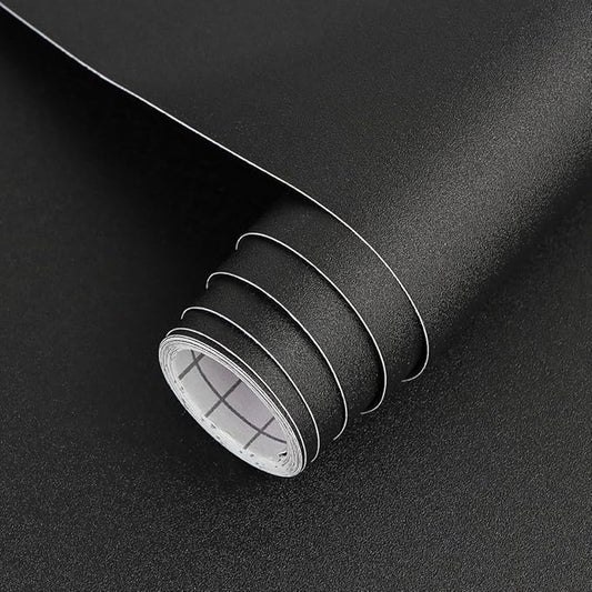 17"x120" Black Wallpaper Peel and Stick Contact Paper, Matte Black Wallpapers Self-Adhesive and Removable Vinyl Wallpaper Waterproof and Oil Proof Contact Paper for Cabinets Countertops Wall Covering by ArthomeWALLDECOR