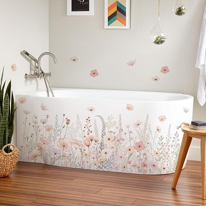 2 Pack Floral Baseboard Wall Stickers - Removable Peel & Stick Decals (3 Styles: Reeds, Flowers, Dandelions) - DIY Home Decor for Kids Girls Walls, Nursery, Classroom Wall Corner (Flower) - Image 4