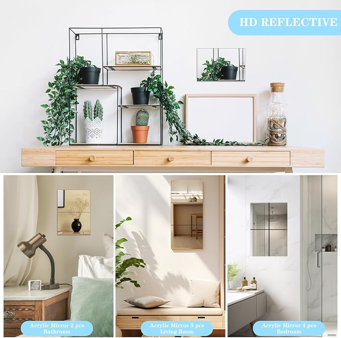 Sibba 1 PC Unbreakable Acrylic Flexible Mirror Peel and Stick Mirror Sheet - Image 5