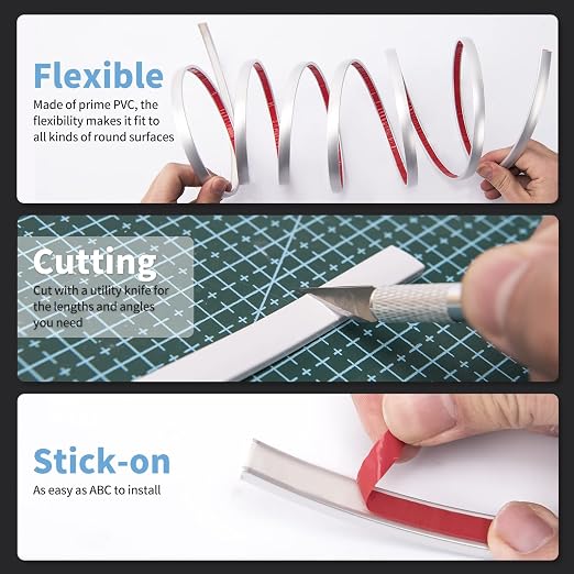 Art3d 30 ft Peel and Stick Flexible Molding Trim for Wall Tile Edge, Silver - Image 6