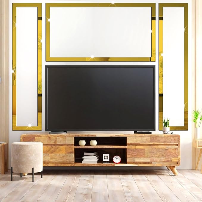 Stripe Mirror Wall Stickers Gold Acrylic Mirror Decals Decor Peel and Stick - Image 7