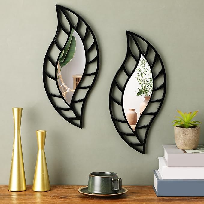 Roowest 2 Pcs Decorative Mirror Wall Decor, Black by Roowest