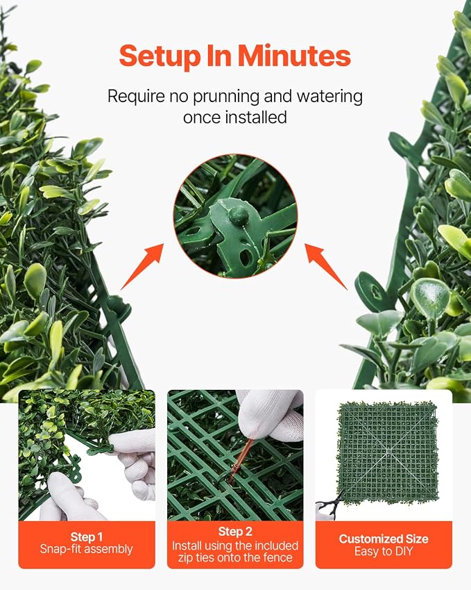 VEVOR Artificial Grass Wall Panels, 40 x 120 inch, Milan Grass Greenery Boxwood Panel for Indoor Outdoor Green Decor & Ivy Fence Covering, Privacy Backdrop Wall Hedge Screen for Garden - Image 4