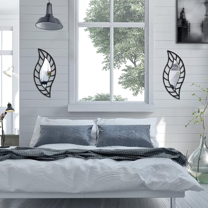 Roowest 2 Pcs Decorative Mirror Wall Decor, Black - Image 4