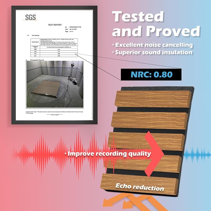 Art3d 108 x 12 Inch 3D Fluted Soundproof Wood Slat Wall Panel, 2-Pack, Teak | Reduce Noise, Durable, Sustainable, Moisture Resistant, Easy Mounting, Low Maintenance, Long Lasting, Home Decor, Office Use - Image 4