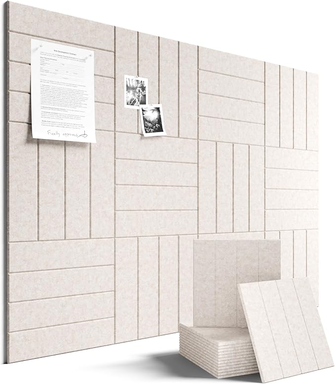 Fluxynara Felt Bulletin Board & Cork Board Alternative, Oatmeal | 48" x 36" Pin board, Removable Adhesive Tabs, Easy Install Without Wall Damage, For Home Office Decor by FLUXYNARA