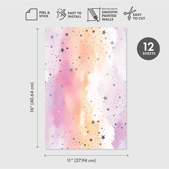 Main Street Peel and Stick Wallpaper Sheets, Cloud, 12-Pack | 11 x 16 in sheet size; Covers up to 14.67 sq ft; Eco-friendly paper material; No paste or additional adhesive required - Image 2