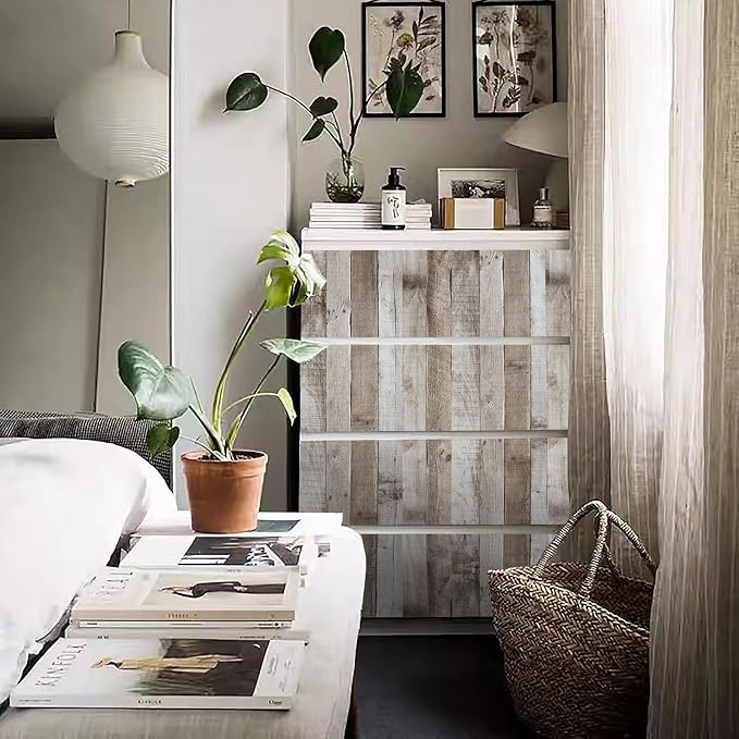 Vintage Wood Peel and Stick Wallpaper 17.3"×80" Rustic Wood Contact Paper Removable Shiplap Wallpaper Self Adhesive Barnwood Waterproof Vinyl Wall Paper Covering Film - Image 9