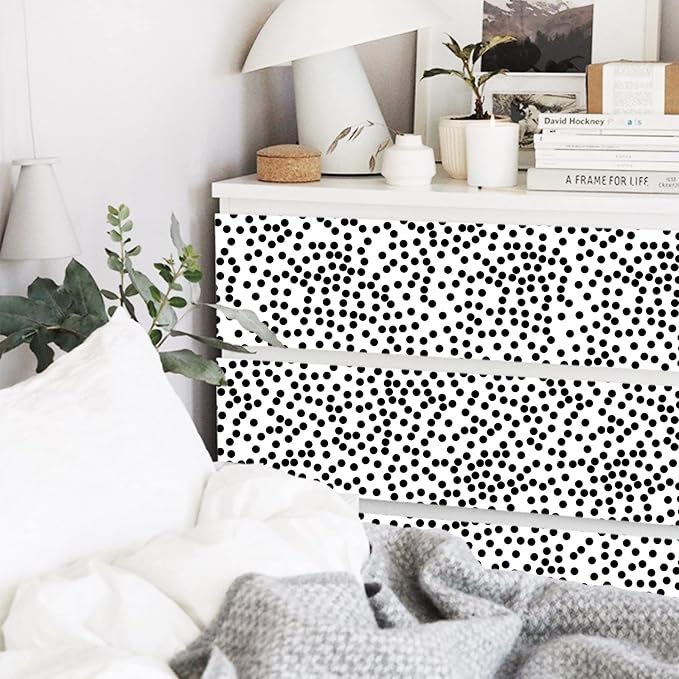 17.3”x120” Black and White Polka-Dot Wallpaper Self-Adhesive Contact Paper Moire Dot Peel and Stick Decorative Wallpaper Spots Contact Paper for Walls Bedroom Living Room Nurseryls - Image 6
