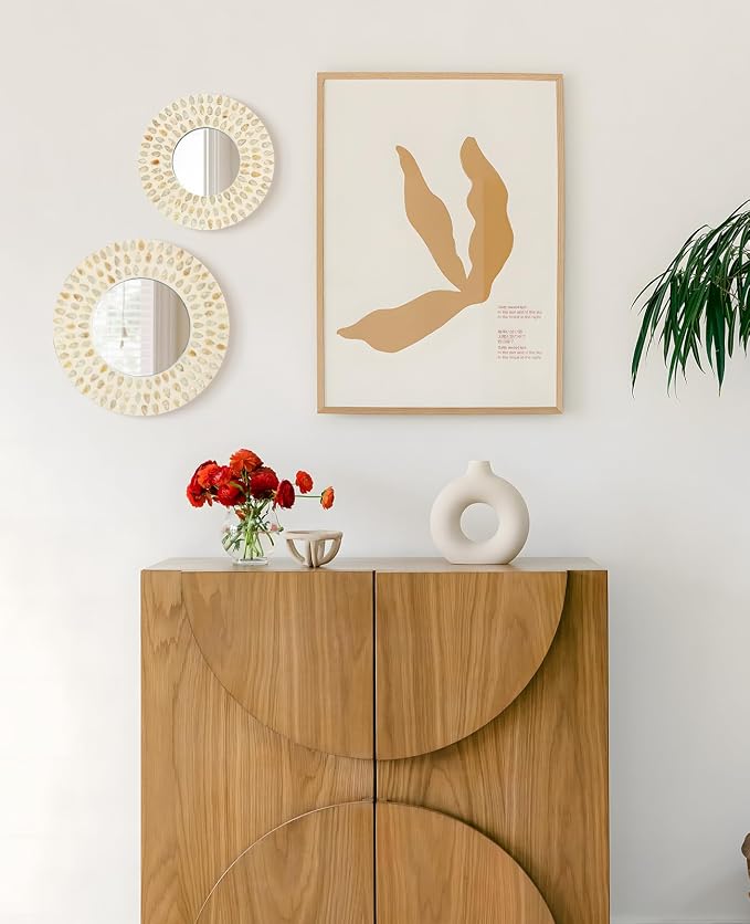 Boho Mirror Wall Decor for Living Room, Natural Mother of Pearl Art - Image 6