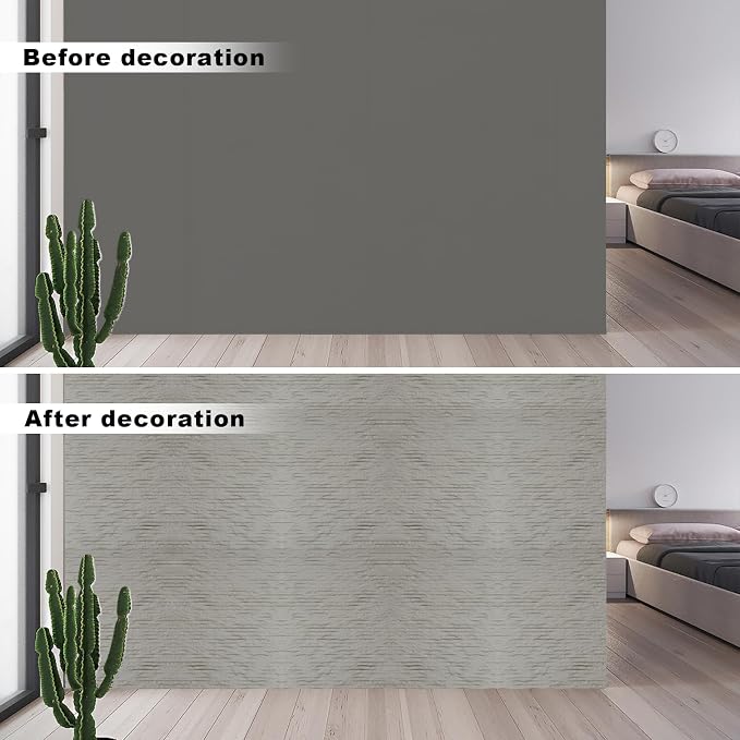3D Wall Panels - 4PCS 47.2"x23.6" Faux Stone Wall Covering - MCM Modified Clay Material for Home Art, Accent Brick, Modern Exterior/Interior Decoration, Covering 31 sq.ft Texture White - Image 2