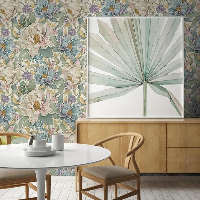 MuralPeel Dreamy Peonies Floral Vintage Roses Beige/Olive Peel and Stick Wallpaper Self Adhesive Removable Easy Peel Off Contact Paper Stick on Wall Paper for Bedroom/Renter - Image 4