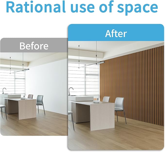 Art3d Six-Grid Design Slim Slat Wall Panel, 104 x 12 Inch, 4-Pack, Rosewood | Lightweight, Wainscoting, Waterproof, Easy to Clean, Sturdy, Glue on, Elegant Style, for Bedroom, Office, Home Improvement - Image 9