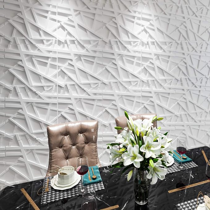 Art3d Decorative 3D PVC Wall Panel for Interior Décor, 12-Pack 19.7 x 19.7 in., 32 Square Feet, Stripes - Image 6