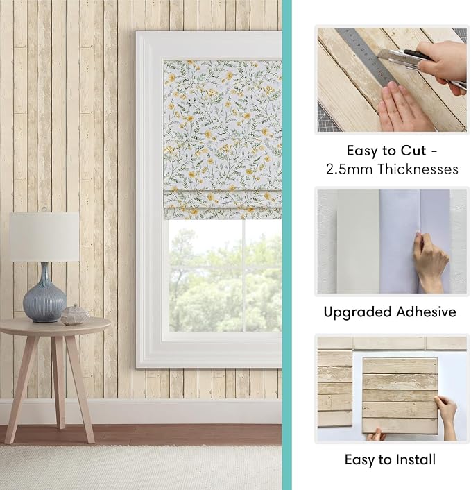 Commomy 3D Faux Wood Wall Stickers Peel and Stick 10 Pcs 11.8" x 11.8" | Ultralight Thin PVC Fake Wood Wallpaper for Kitchen Backsplash,Bathroom,Interior Wall Decor(9.7sq.ft) - Image 5