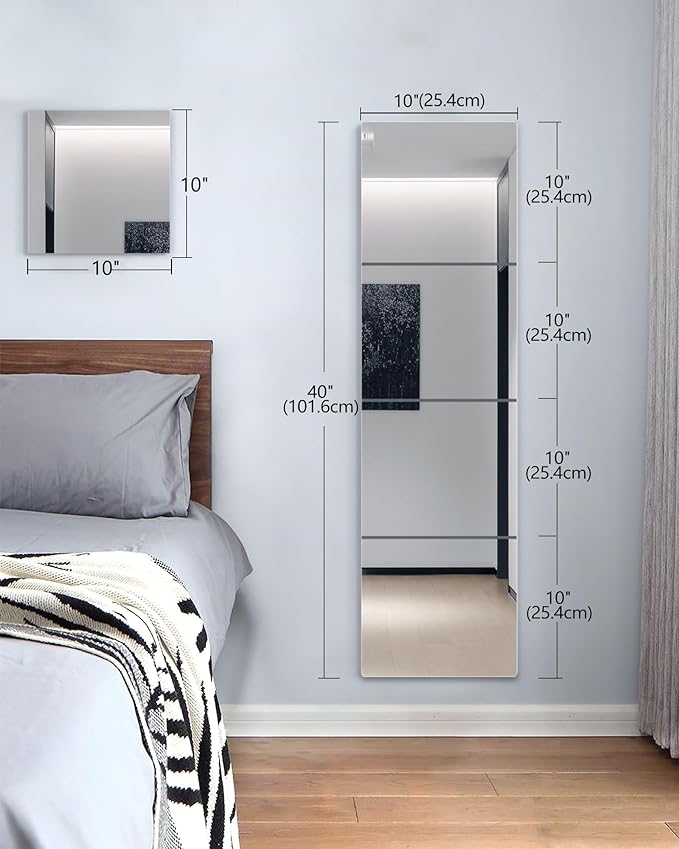 Wall Mirrors for Bedroom Door,Unbreakable Full Length Wall Mirrors Tiles,shatterproof Mirror for Kids 4 Pack 9.6" x9.6,Workout for Home Gym Body,Closet Mirror Wall Home Gym - Image 2