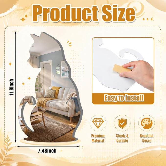 Cat Mirror for Wall Acrylic Non-Glass Unbreakable, Classic - Image 2