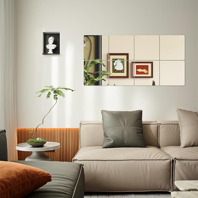 10 Packs Peel and Stick Mirrors for Wall, 11.8" x 11.8" Mirror Tiles - Image 7