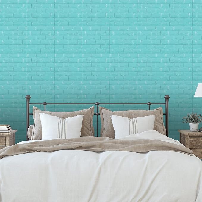11PCS 3D Wall Panels Peel and Stick Faux Brick Wallpaper Blue Self Adhesive Foam Brick Paneling Faux Stone Wall Panels (11PCS, Blue) - Image 4