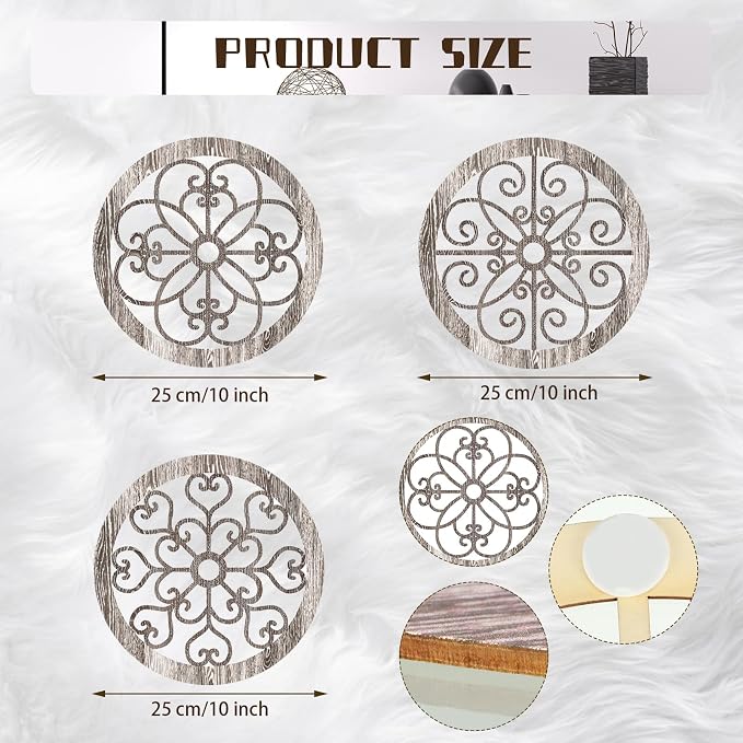Blulu 3 Pieces Thicken Rustic Wall Decor Farmhouse Wall Art Decor Wood Hanging Decoration for Living Room Bedroom Home Indoor Outdoor Office(Popular Style) - Image 3
