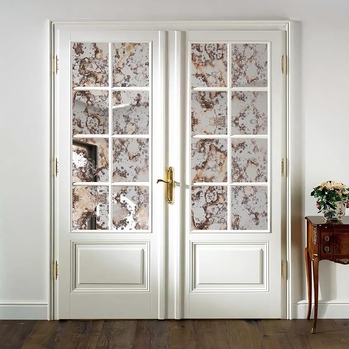 LiveInUrban Antique Foxed Paint Vintage Distress Chrome Reflective Wallpaper, Peel and Stick Overlap Contact Paper, Grung Peel and Stick Wall Mural for Home Decor, 15.19"x39.37" - Image 3