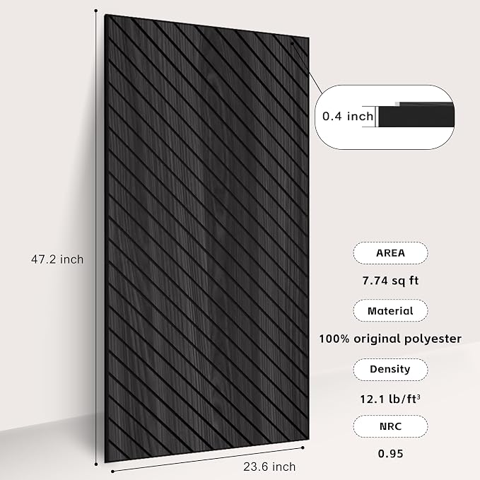 WoveN SounD Acoustic Wall Panels, Black Oak, 10 Pack, 47.2x23.6 in | Self-Adhesive, Peel and Stick, NRC 0.95, Premium Sound, Echo Proof, Slat Decor, Studio, Home, Office, Media Room - Image 3
