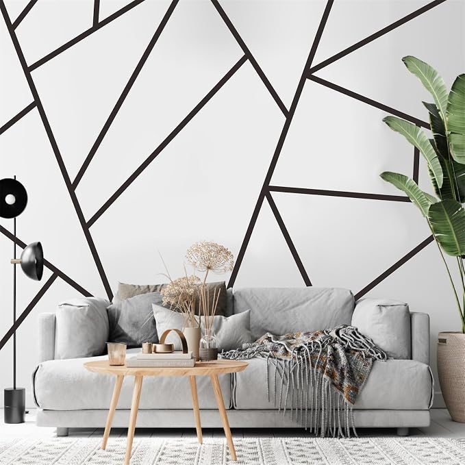 Striped Wall Decals Geometric Line Wall Stickers Black Decal Peel and Stick | Modern striped wall decor, minimalist line art wallpaper, removable vinyl art mural, self adhesive, for living room bedroom - Image 5