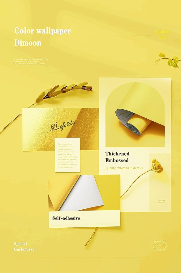 Dimoon 236''x17.7'' Yellow Peel and Stick Wallpaper Contact Paper Modern Self Adhesive Wall Paper Removable Renter Friendly Textured Solid Color Shelf Cabinet Vinyl Roll (236''x17.7'',Yellow) - Image 4