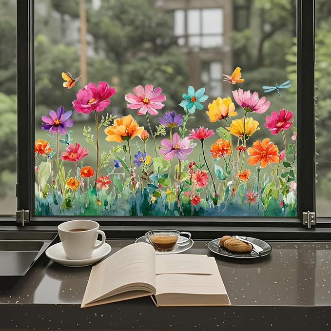 Floral Wall Decals Stickers, Watercolor Flower Botanical Wall Art Peel and Stick, Removable Vinyl Wall Decor for Bedroom, Living Room, Office, Home Decoration - Image 6