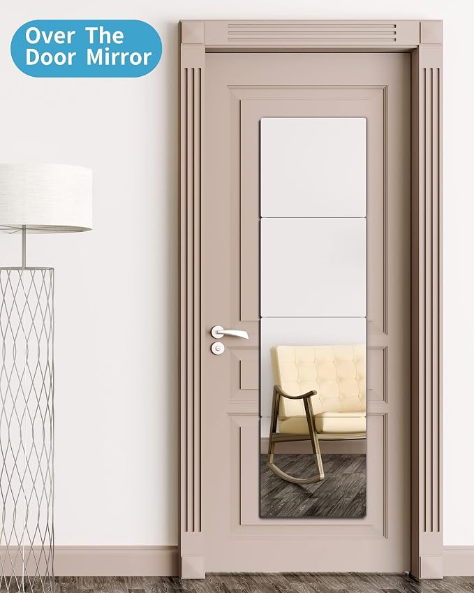 Shatterproof Wall Mirror Full Length for Bedroom, Acrylic Gym Mirrors For Home, Extra Thick: 0.12 Inch, 14 x 14 Inches x 4 Pcs, Workout Mirrors Safe for Kids, Over The Door, Long Wall Mounted - Image 9