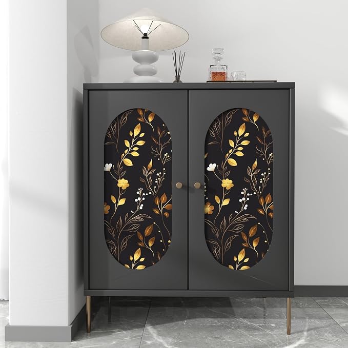 Laatse Black Floral Leaf Vintage Wallpaper Peel and Stick 17.5" × 118" | Self Adhesive/Removable/Waterproof/Thick Vinyl Contact Paper for Bathroom Bedroom Shelf Cabinet Drawer,Prepasted,Easy Peel - Image 3
