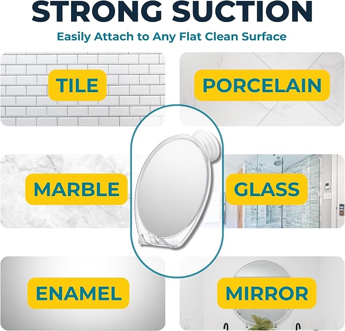 HONEYBULL Fogless Shower Mirror for Shaving with Suction Mount, White Large - Image 4