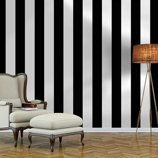 Guvana 472.4"x17.7" Striped Peel and Stick Wallpaper Black and White Self-Adhesive Wallpaper Removable Contact Paper Waterproof Wall Paper for Livingroom Cabinets Shelves Drawer Liner Decor Vinyl Roll by Guvana