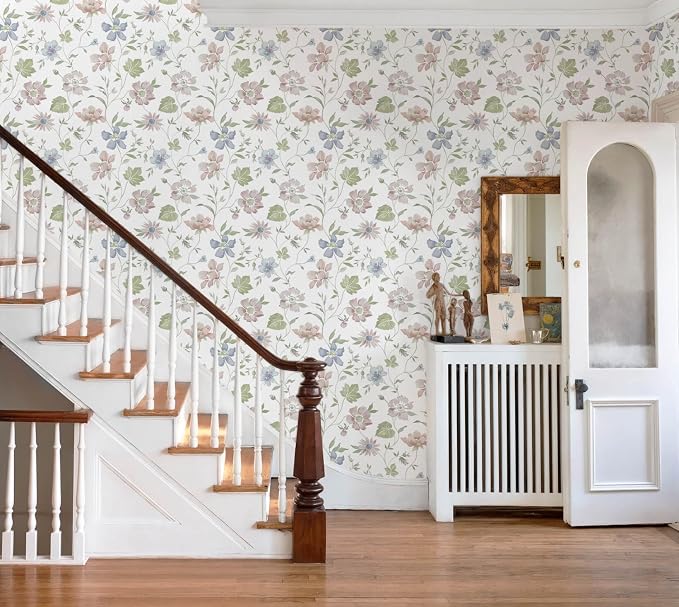 Heroad Floral Peel and Stick Wallpaper Vintage Cottage Contact Paper 17.3''x385'' Farmhouse Stick on Wall Paper Boho Removable Wallpaper for Bedroom Bathroom Cabinets Self-Adhesive Moody Decor Vinyl - Image 6