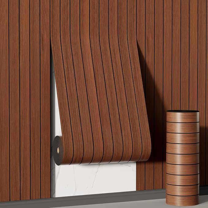 Arthome Peel and Stick Slat Wall Panels 15.7 "x240,Self-Adhesive PVC Wood Grain Wallpaper Panel,3D Thick Faux Soundproof Backsplash Accent Wall Tile for Walls & Furniture (Walnut Coverage 26 Sq.ft) by ArthomeWALLDECOR
