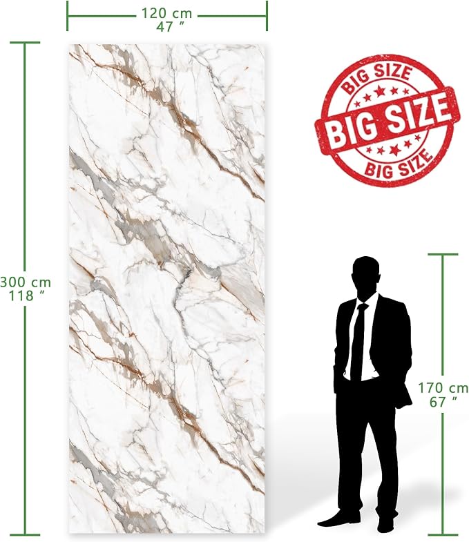 Marble Peel and Stick Waterproof Wall Paneling, 118" x 47" Calacatta Gold Matte Finish Self-Adhesive Backsplash Tile Vinyl Wall Panel for Kitchen Bathroom Wall Decor, Covers 38.75 Sq. Ft. - Image 2