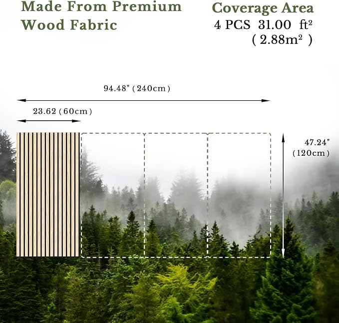 MISSDAY Wood Slat Acoustic Wall Panels, 4 Packs 47.2" x 23.6" Oak Soundproof Panel For Interior Wall Decor Noise Absorbing-3D Textured Wooden Panel Sound-Absorbing for Home, Office, Studio - Image 5
