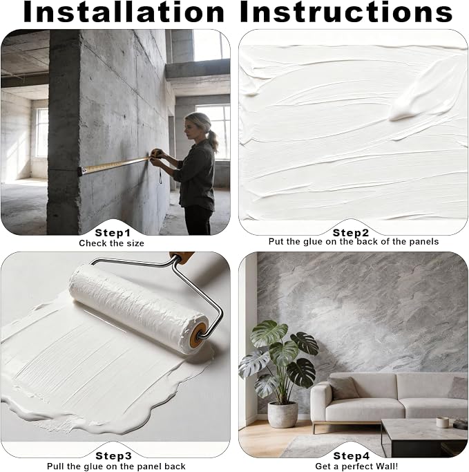 3D Wall Panels - 4PCS 47.2"x23.6" Faux Stone Wall Covering - MCM Modified Clay Material for Home Art, Accent Brick, Modern Exterior/Interior Decoration, Covering 31 sq.ft TV#2 - Image 6