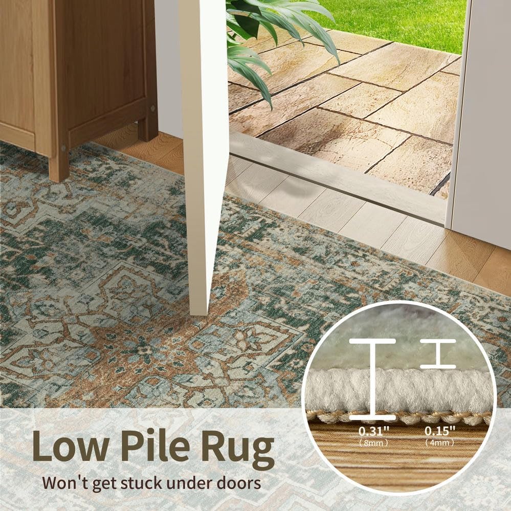 Rugxara Green 4x6 Area Rug Washable Rug for Living Room Bedroom Office - Image 6