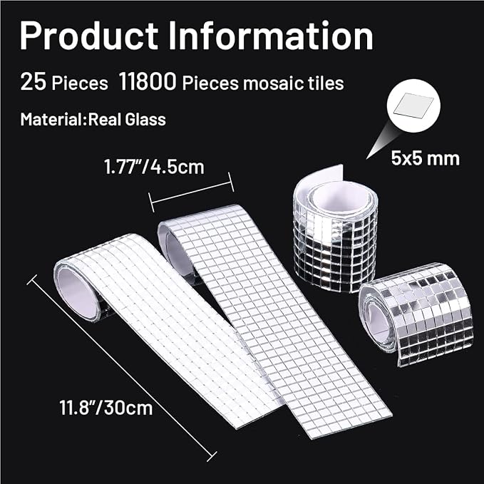 PP OPOUNT 11800 PCS Disco Ball Tiles, 5 x 5 mm Self-Adhesive Disco - Image 5