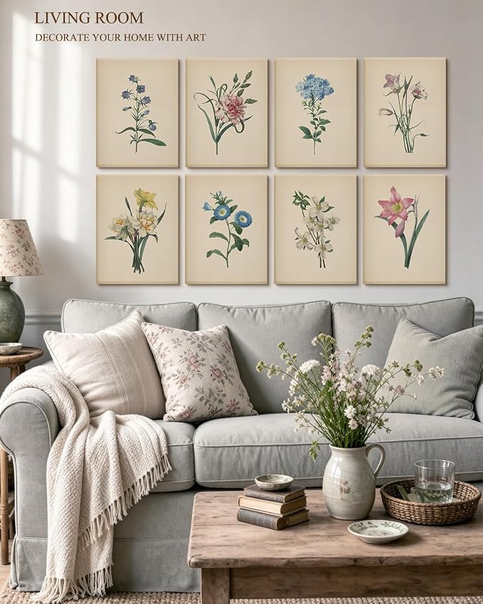 VIYYIEA Acoustic Art Wall Panels,Boho Flower Sound Proof Panels 48×32in | Minimalist Botanical Sound Absorbing Wall Decor for Bedroom Offic Living Room, No Drill Art Sound Absorbing Panel 8pcs - Image 2