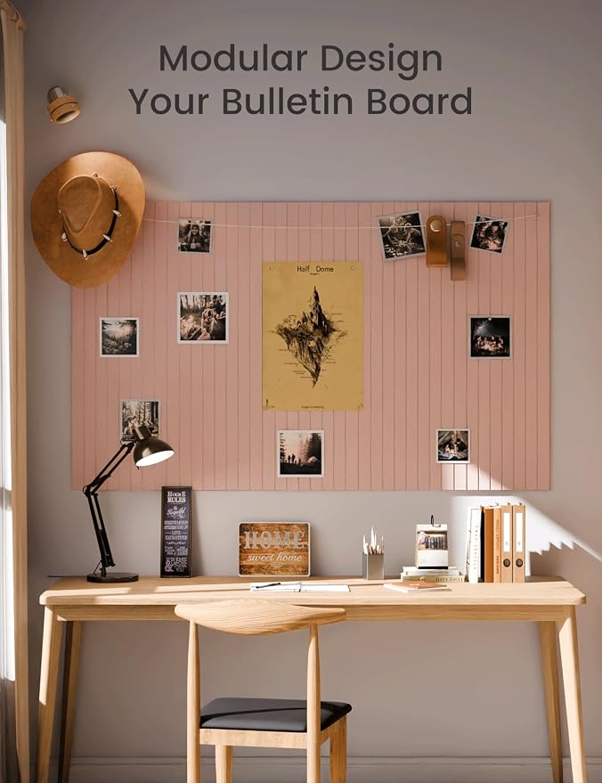 Fluxynara 48" x 36" Large Felt Bulletin Board, Pink | 12 Pack Cork Board Alternative with 60 Safe Adhesive Tabs, Pin Boards for Wall Decor, Home, Office, Classroom,Dorm - Image 6