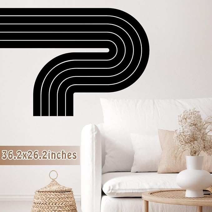 Kazova Large Black Arch Wall Decals 2 Sheets Peel and Stick Removable Minimalist Abstract Wall Sticker for Living Room Bedroom Office Modern Wall Stickers Headboard Decor - Image 7