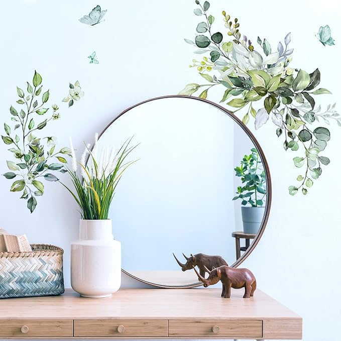 Plant Wall Decals, Removable Fresh Plants Wall Stickers Green Hanging Leaves Flowers Vines Wall Murals for Bedroom Living Room Nursery Wall Decor Wall Art as Decorations Peel and Stick - Image 4
