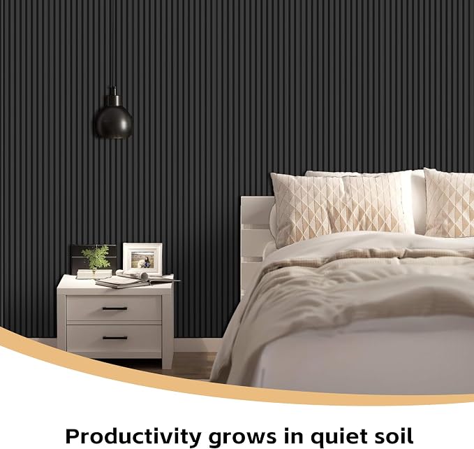 RITOLLO Wood Panels for Wall, 106.3" × 11" Wood Slat Acoustic Panels for Wall, Soundproof Panels, 3D Fluted Panels for Interior Wall Decor Matte Black-106.3×11(2pcs - Image 3