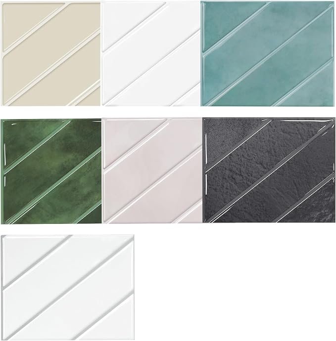 STICKGOO Herringbone Peel and Stick Backsplash Sample Kit, 6.3 x 4.9 in | Quarter-Size Color Samples, Preview the Look and Feel Before Buying, Multiple Colors, Thicker Vinyl, Kitchen/Bathroom - Image 2