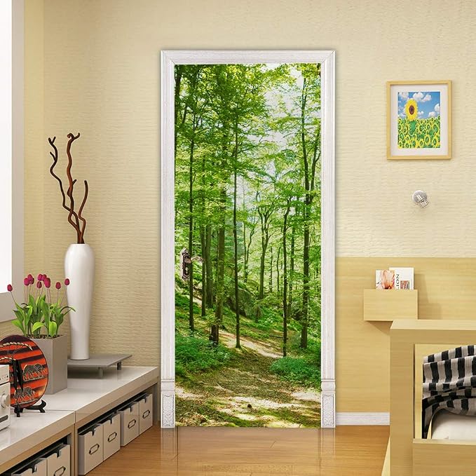 Door Stickers Peel and Stick Murals - Wall Covers Decorative Decal Woods | 30.3"W x 78.7"H, 3D Pink Castle Wallpaper，Waterproof Removable Opaque Vinyl Self Adhesive Fake Door Decor for Home Office - Image 8